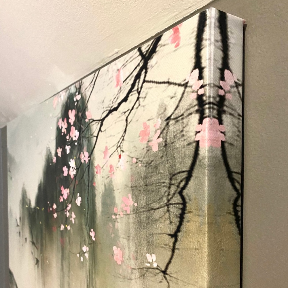 Wall Art Chinese Painting Mountain Cherry Blossom